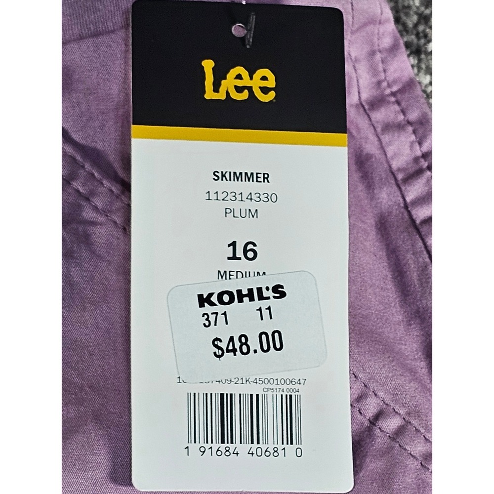 Lee Skimmer Pants Women 16 Plum Purple Relaxed Mid Rise Flex-To-Go Capri - Picture 4 of 11